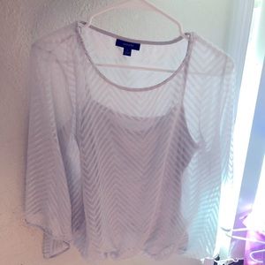 Alfani petite large women’s blouse sheer white with white tank